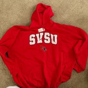 Gildan Bright Red Hoodie with SVSU Emblem